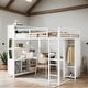 preview thumbnail 2 of 18, Full Size Metal Loft Bed with Wardrobe and L-shaped Desk and Shelves