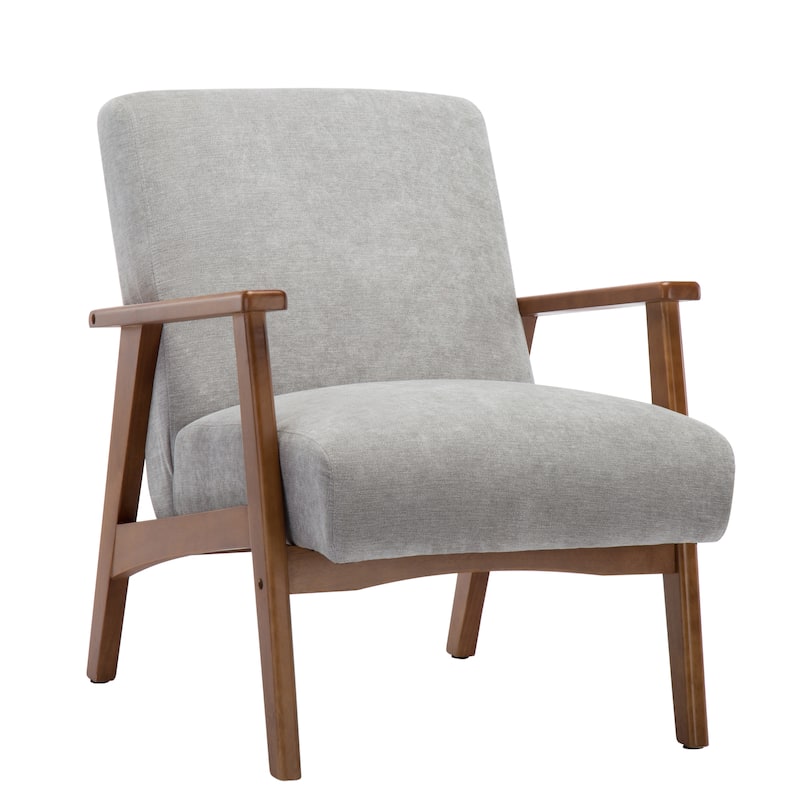 Porthos Home Sena Accent Chair With Wooden Legs & Suede Upholstery - Grey
