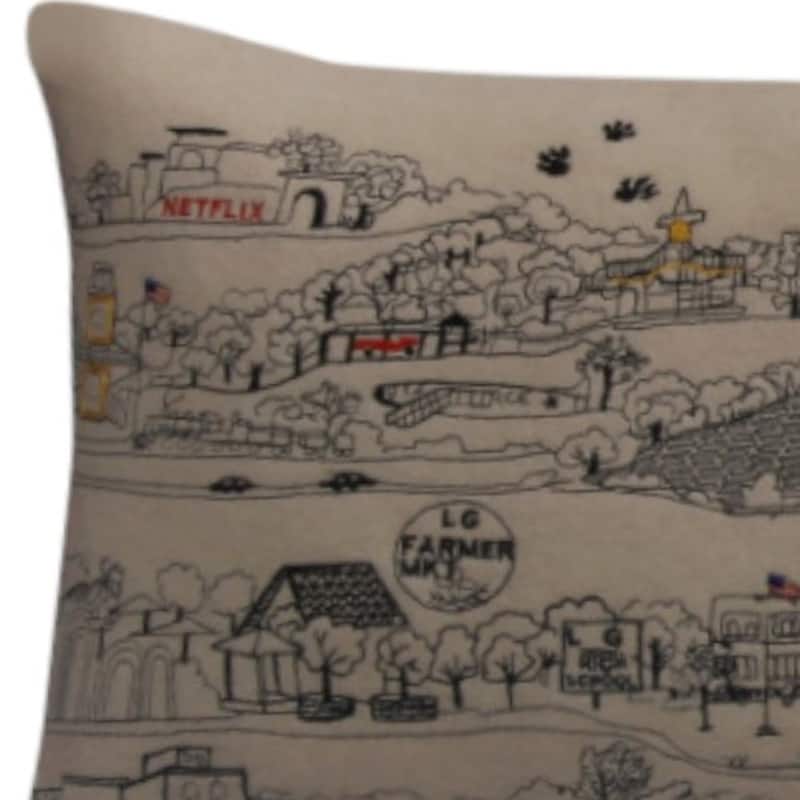 HomeRoots 35" White Los Gatos Daylight Skyline Lumbar Decorative Pillow