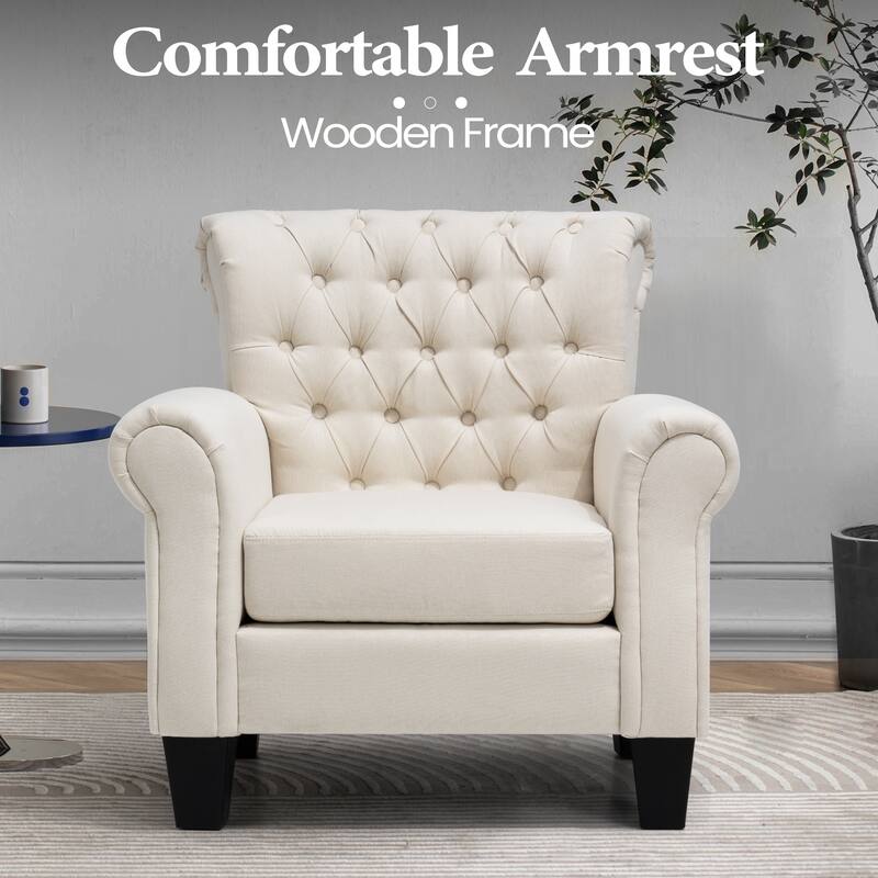 Accent Club Chair Comfortable Single Sofa Chair Indoor Seating with Arms & Padded Seat