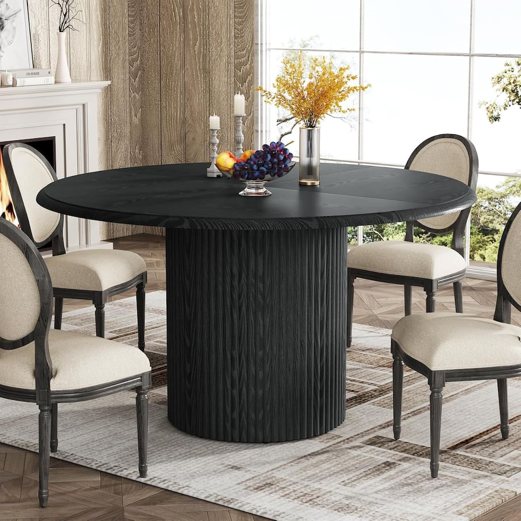 Round Dining Table for 4 with Metal Base for Dining Room Kitchen, Living Room (Chairs Not Included)