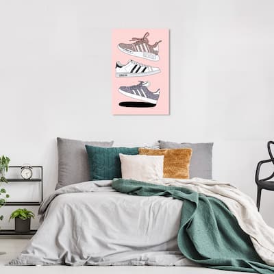 Wynwood Studio Canvas Fashion and Glam Sparkle Sneaker Collection Pink and Metallic Pink Glam Wall Art Canvas Print