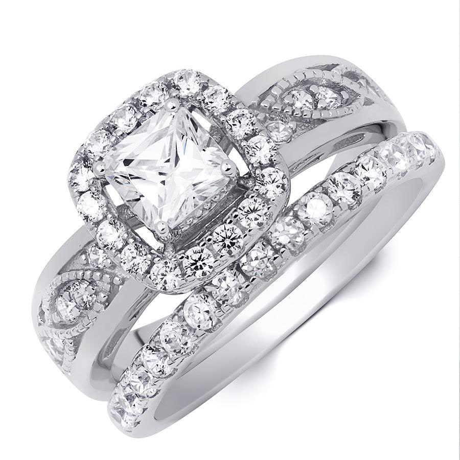 MayaMila Comfort Fit 1.50 Carat Round Cut Bridal Ring Set Sterling Silver