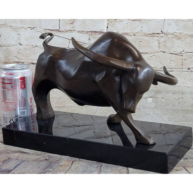 Handmade Bronze Sculpturecharging Bullred Marble - Mint Condition Home Figure