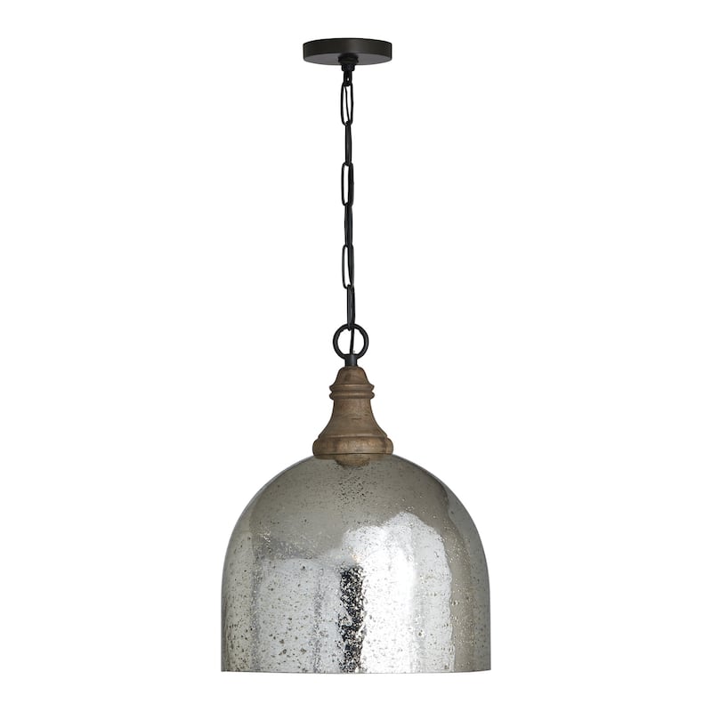 Inglewood 1-light Grey Wash/ Dark Pewter Hanging Pendant - Grey Wash/ Pewter w/ Stone Seeded Mercury Glass