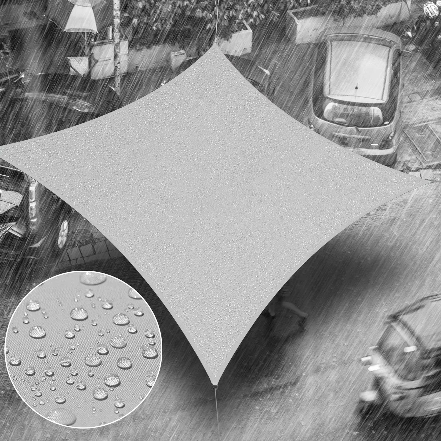 7' x 9' Grey Rectangle Waterproof Sun Shade Sail with UPF50+ UV Protection for Outdoor Patio Garden