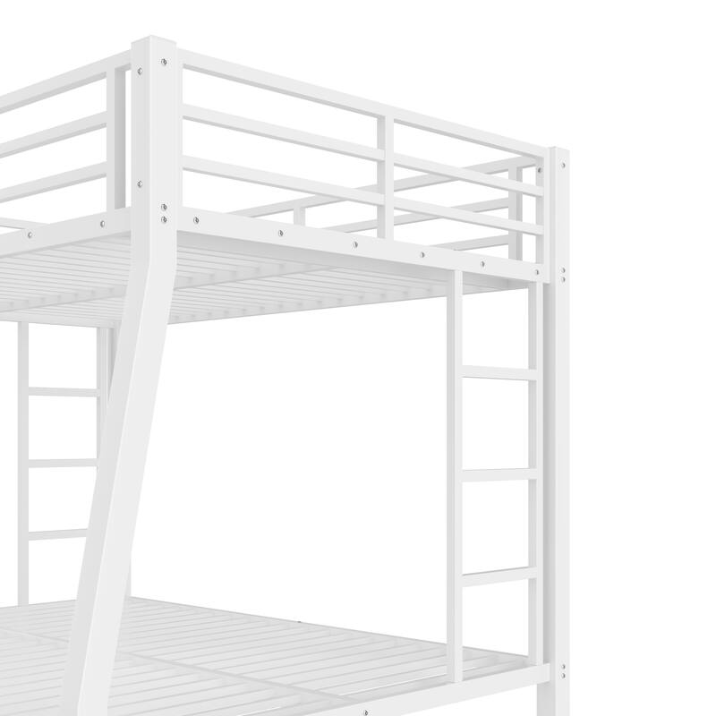 Full XL Over Queen Bunk Bed for Teens, Adults with Dual-Side Ladders