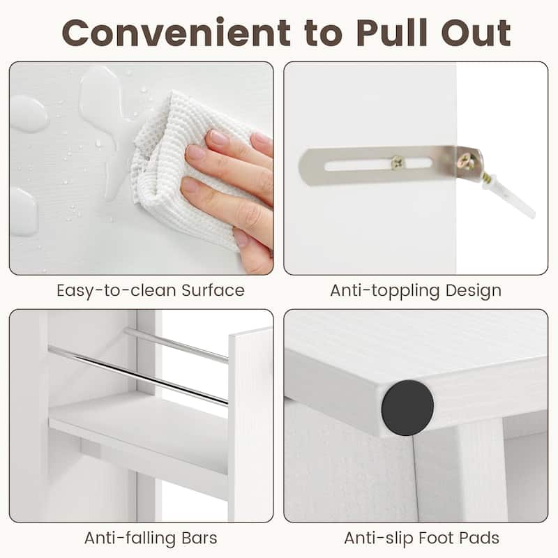Gymax Small Bathroom Storage Cabinet 4-Tier Narrow Toilet Side Storage