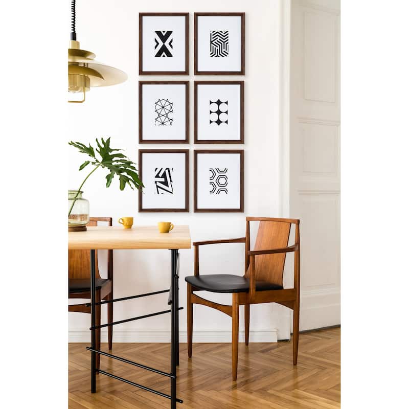 Kate and Laurel Calter 6 Piece Framed Black and White Print Art Set