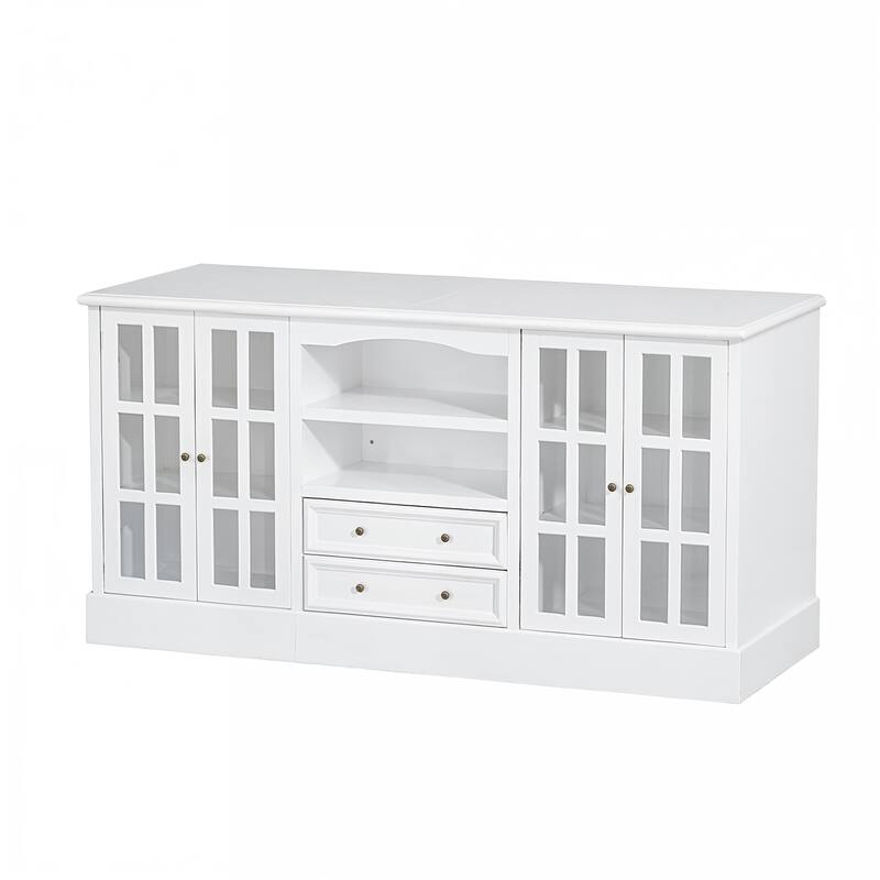 Bookshelves Buffet Sideboard Cabinet with Glass Doors 78.7" Large Storage Cabinet Kitchen Dining Room Storage Console