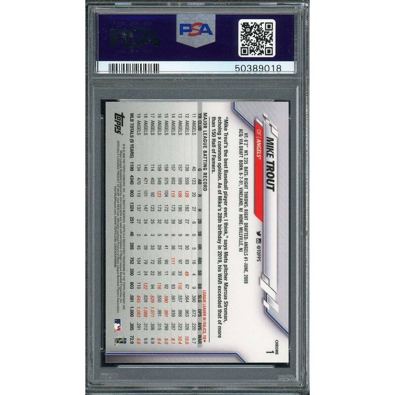 Mike Trout 2020 Topps Chrome Prism Refractor Baseball Card #1 Graded PSA 10 GEM MINT - 8'6" x 11'6"