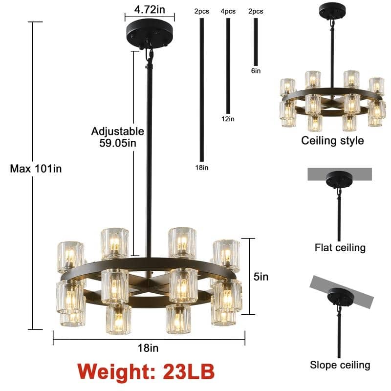 KAYLA Modern Chandelier with K9 Crystal