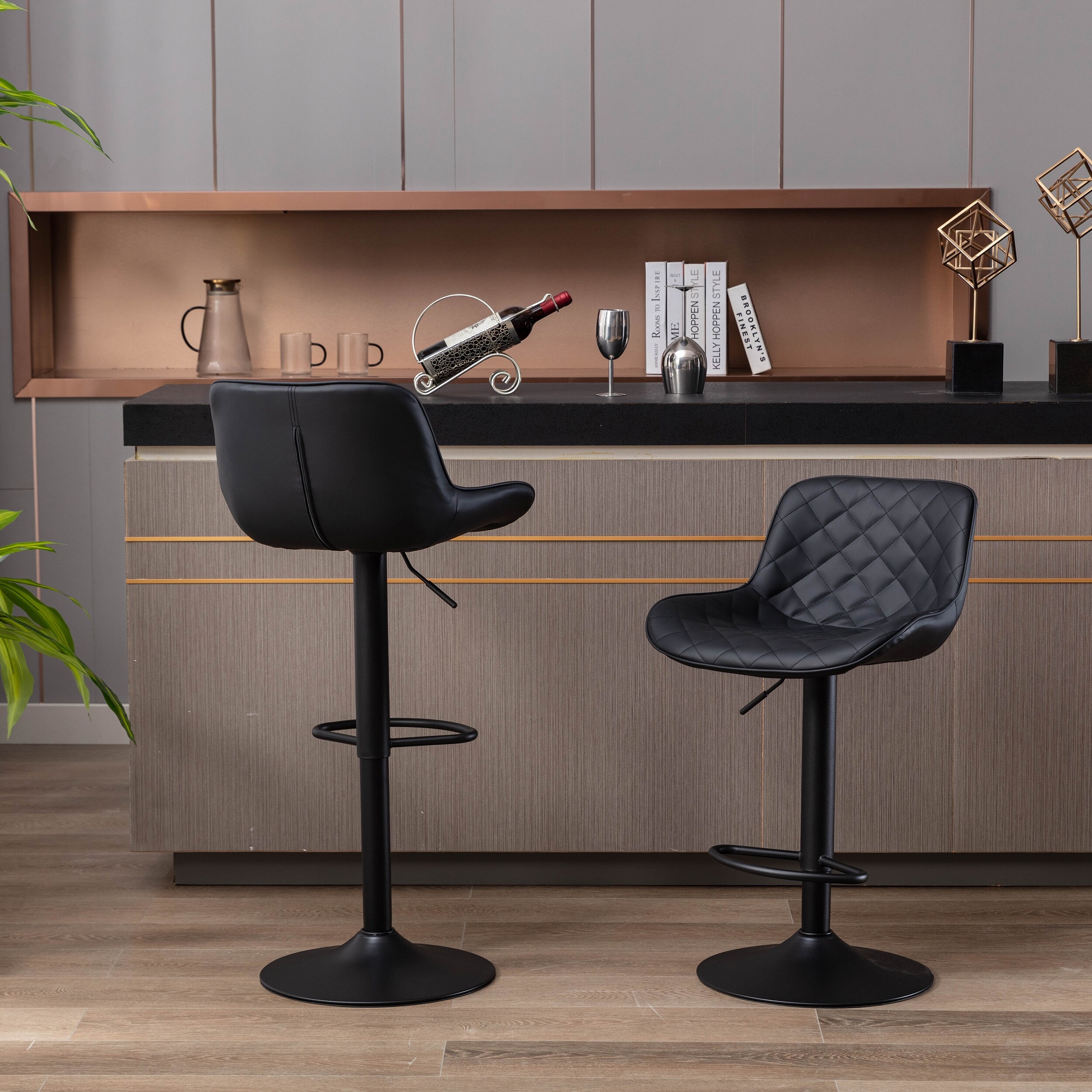 Black base cheap swivel bar stool