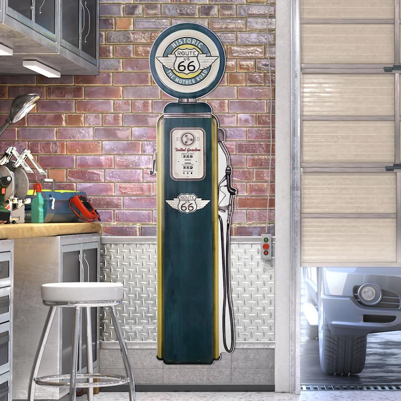 Licensed Historic Route 66 The Mother Road Gas Pump Plaque Wall Decor - 62" x 17" - 60.5" x 14.75"