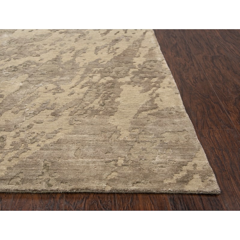 Alora Decor Noble Beige Abstract Hand-Knotted Wool Blend Rug