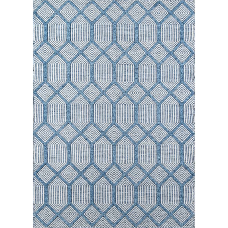 Erin Gates by Momeni Langdon Cambridge Hand Woven Wool Blue Area Rug - 3'9" x 5'9" - Rectangle