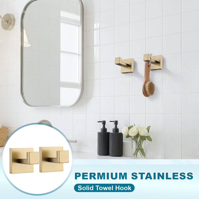 WOWOW J-Hook Wall Mount Robe/Towel Hook 2PCS