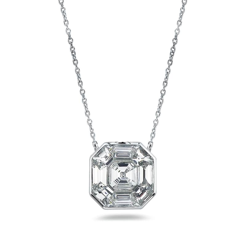 Auriya 14k Gold 1 1/3ctw Asscher-cut Diamond Station Necklace (G-H, VS1-VS2)