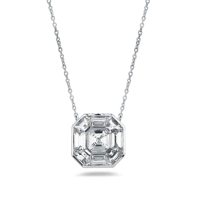 Auriya 14k Gold 1 1/3ctw Asscher-cut Diamond Station Necklace (G-H, VS1-VS2)