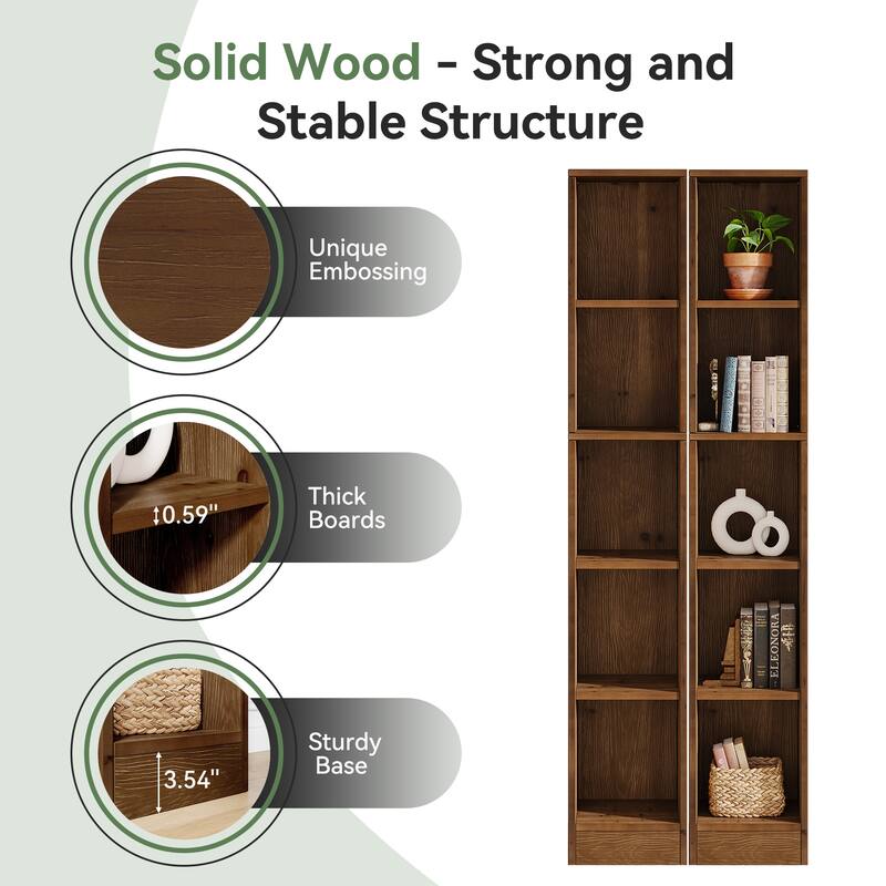 5-tier Narrow Corner Bookcase For Home Office, Bedroom, Small Spaces