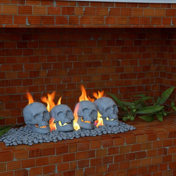 Shop Regal Flame Human Skull Ceramic Wood Large Gas Fireplace Logs