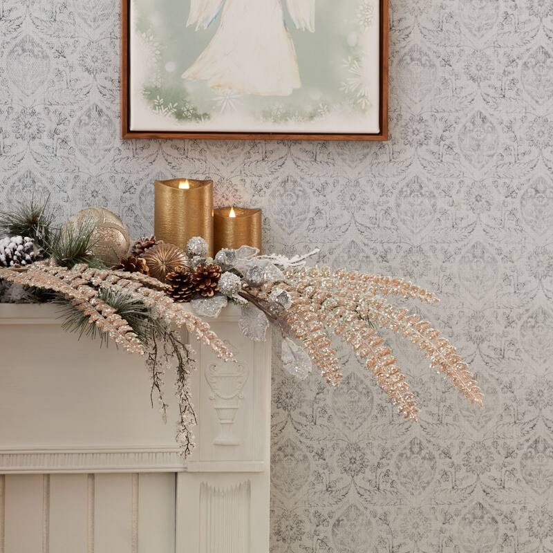 Set of 24 Gold Glittered Fern Artificial Christmas Sprays 32"
