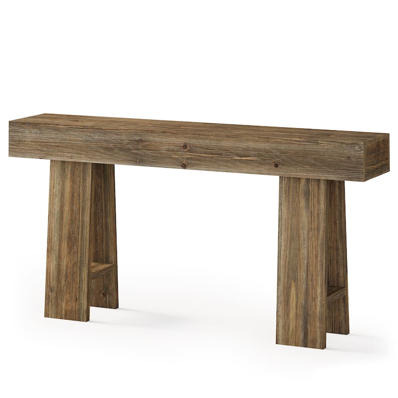 Entryway Table, 63-Inch Solid Wood Console Table with Triangle Legs