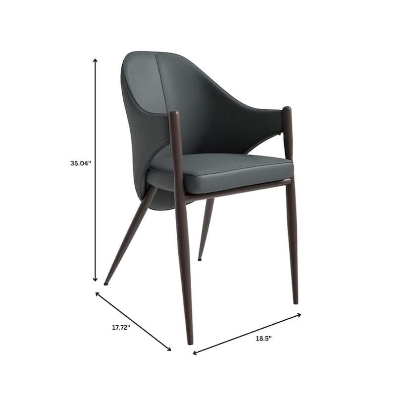 Sante Upholstered Leather Dining Chair with Powder Coated Steel Legs by LeisureMod