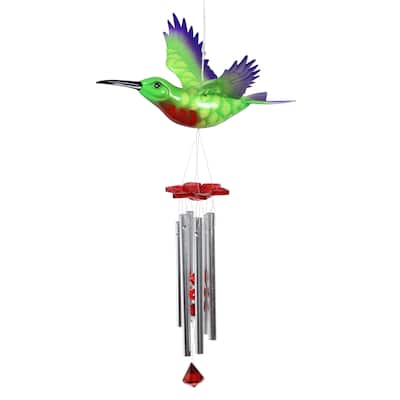 Exhart Solar WindyWings Bird Wind Chime, 10 by 9 Inches