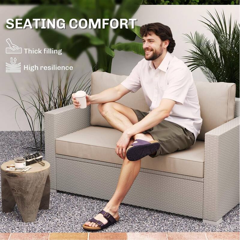 Outdoor Loveseat Cushion Set (Set of 1 Seats,48x24in, 2 Backs,24x18in )