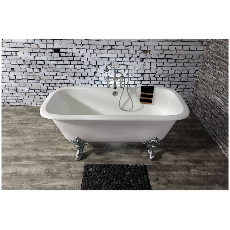 Kingston Brass Aqua Eden 67" Clawfoot Cast Iron Soaking Tub with