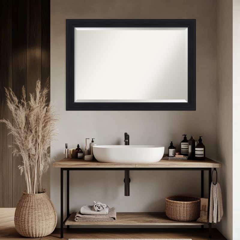 Abbey Black Beveled Framed Bathroom Vanity Wall Mirror - Abbey Black