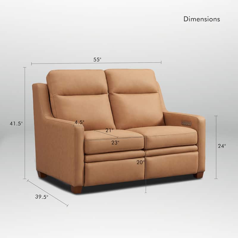 Genuine Leather 56" Triple-Motor Power Zero-Wall Reclining Loveseat with USB&USB-C Port