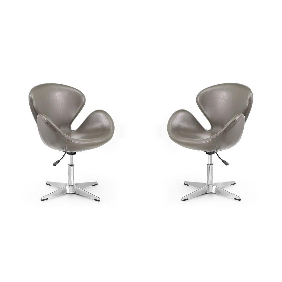 Manhattan Comfort Chrome Adjustable Swivel Chair (Set of 2)