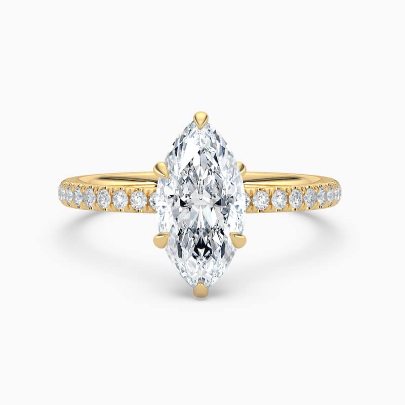 Auriya 14k Gold Marquise Lab Grown Unique Loop Diamond Halo Engagement Ring 1.00 to 5.00 ct. tw. (F-G, VS) - 7 - 1.25 carats - Yellow