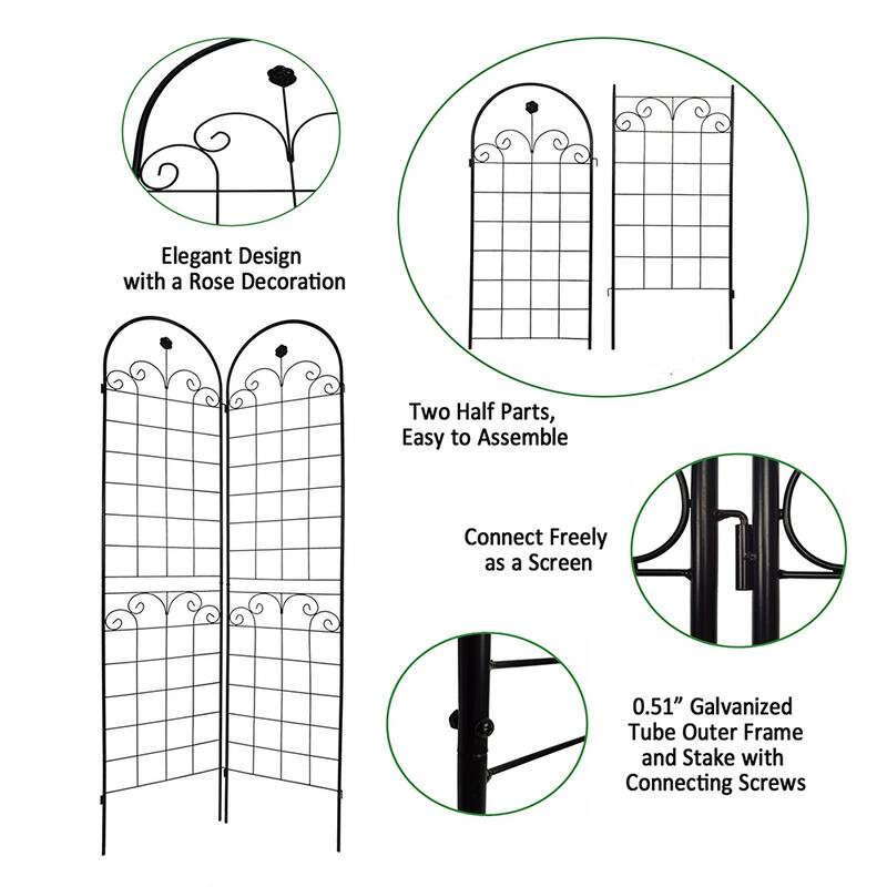 Outdoor Metal Rustproof Garden Arched Trellis for Climbing Plants