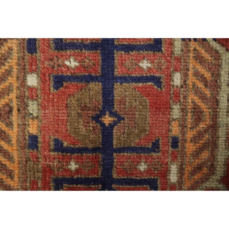Hand Knotted Oriental 100% Wool Carpet Traditional Tribal Oranges & Rust Heriz Runner Rug - 12' 5'' X 3' 4''