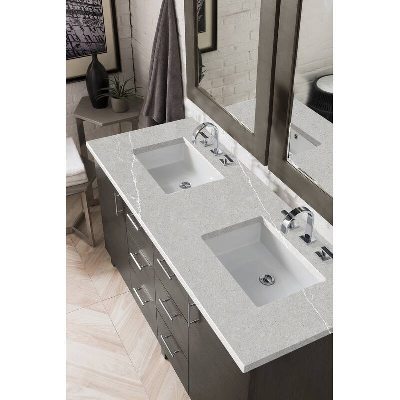 James Martin Vanities Metropolitan 60" Double Vanity, Silver Oak