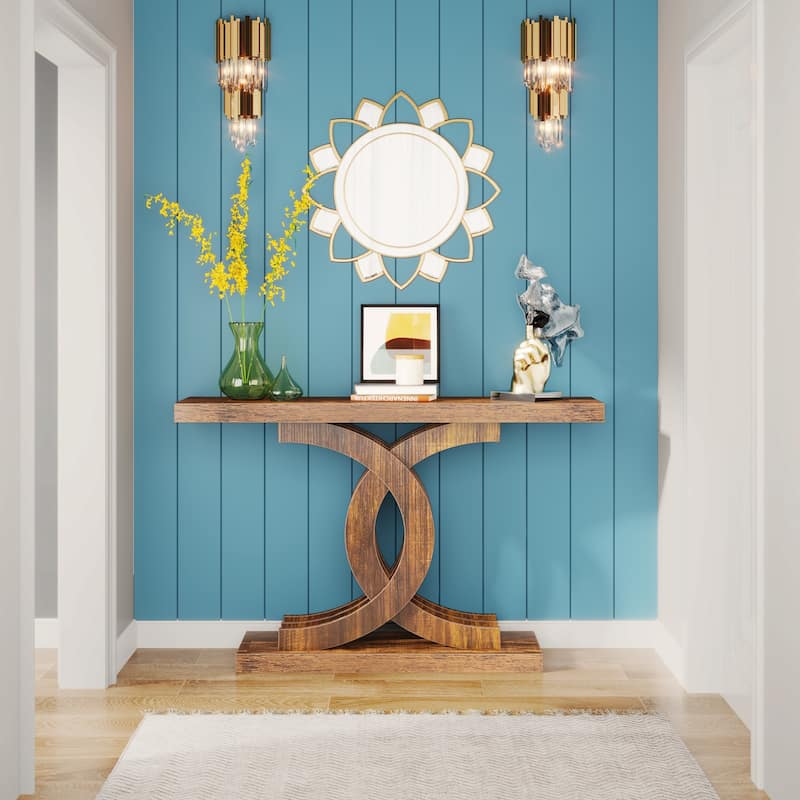 Console Table, Entryway Table with Geometric Legs, Sofa Table - 11.81"D x 39.37"W x 31.49"H