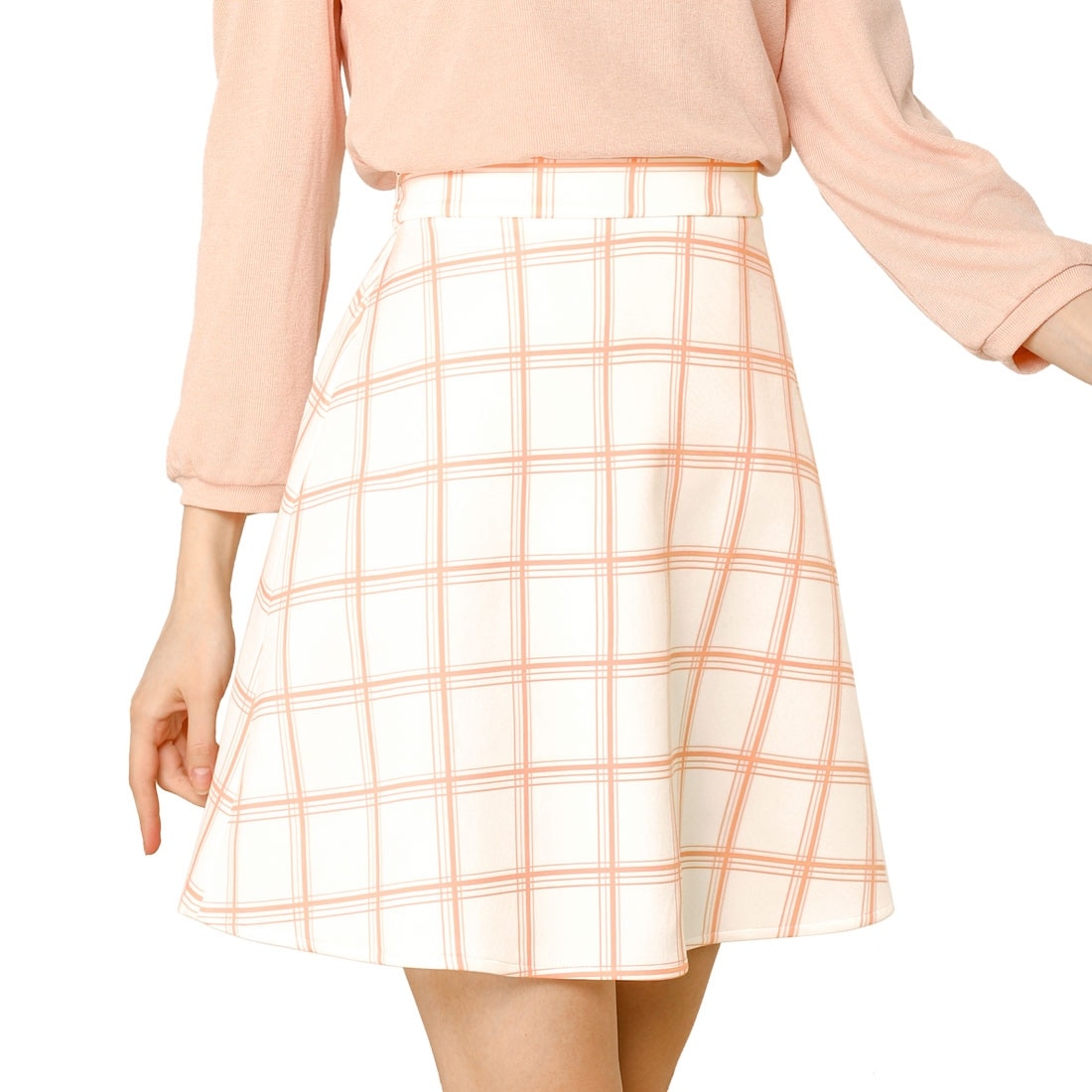 Plaid a line skirt knee length clearance