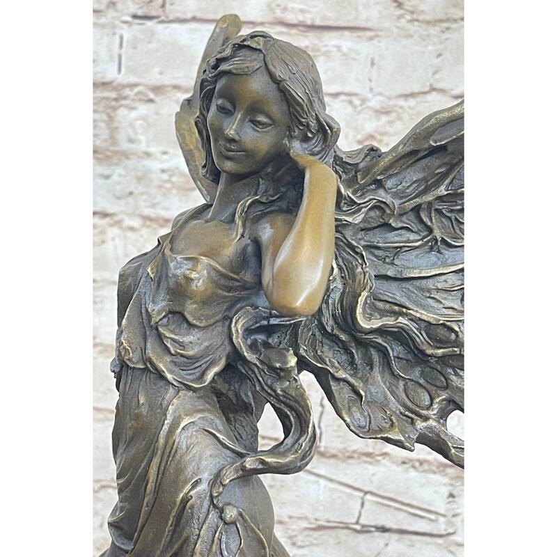 Fantasy Bronze Fairy Girl Bronze Sculpture Statue Figure Signed Art Decor