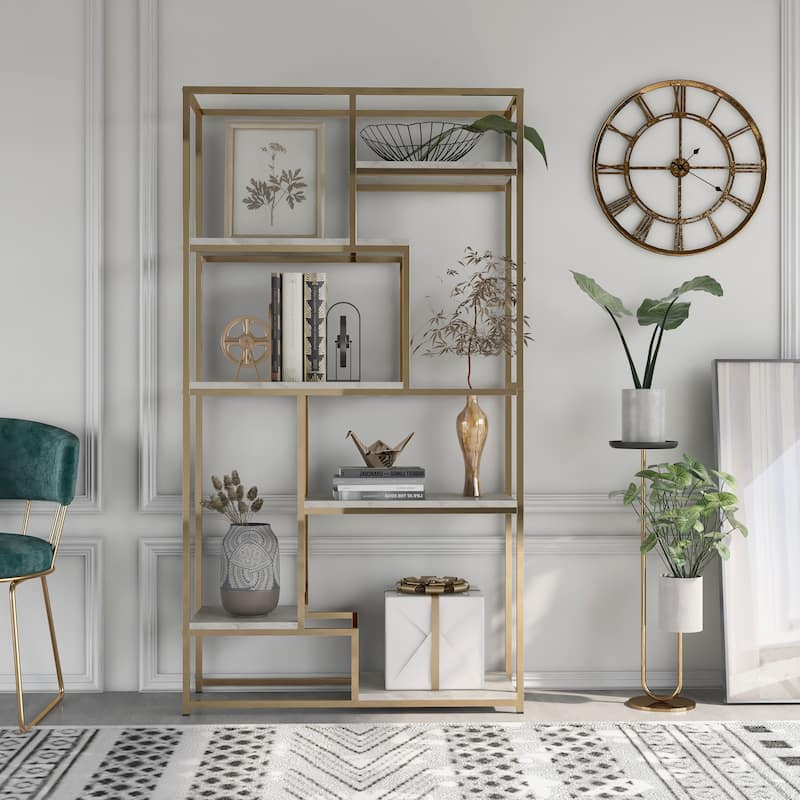 Kinnego Contemporary 6-Shelf Metal Bookcase by Furniture of America