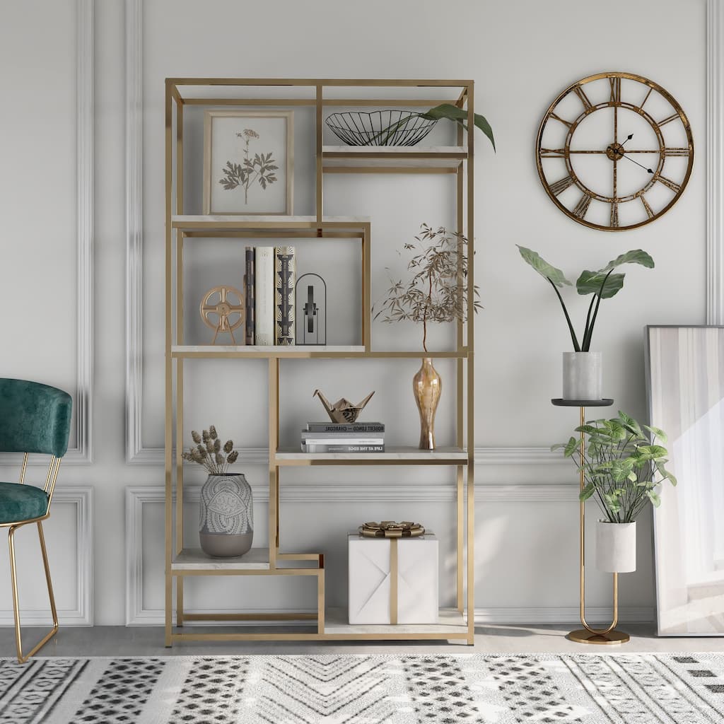 Kinnego Contemporary 6-Shelf Metal Bookcase by Furniture of America