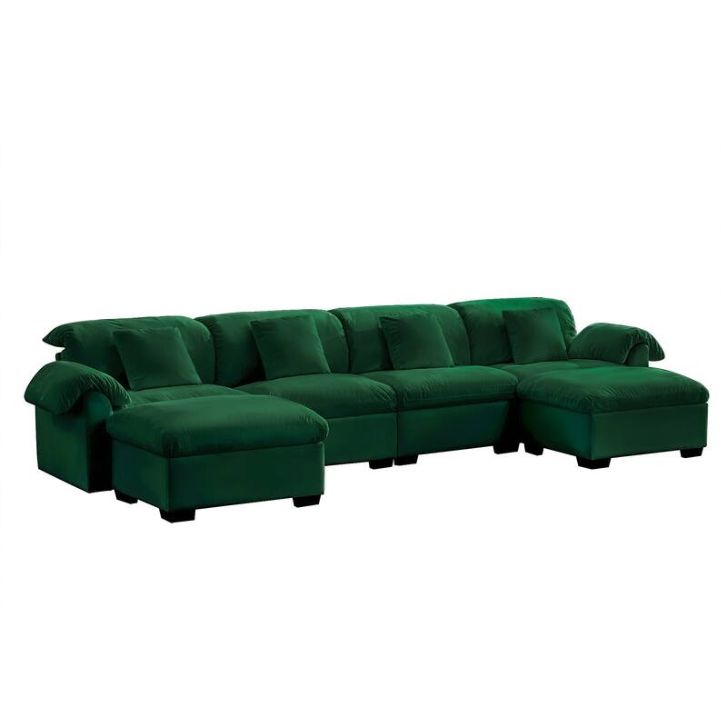 Large U-Shaped Deep Seat Modular Sofa with Storage Seats & 2 Storage Ottomans