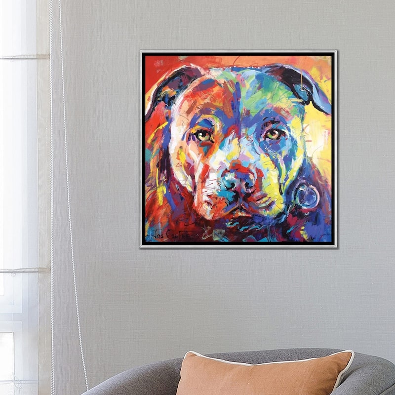 iCanvas "Staffordshire Bull Terrier" by Jos Coufreur Framed
