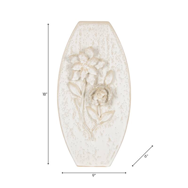 Ceramic Earthenware Textured Vase with Tapered Rim and Organic Pattern