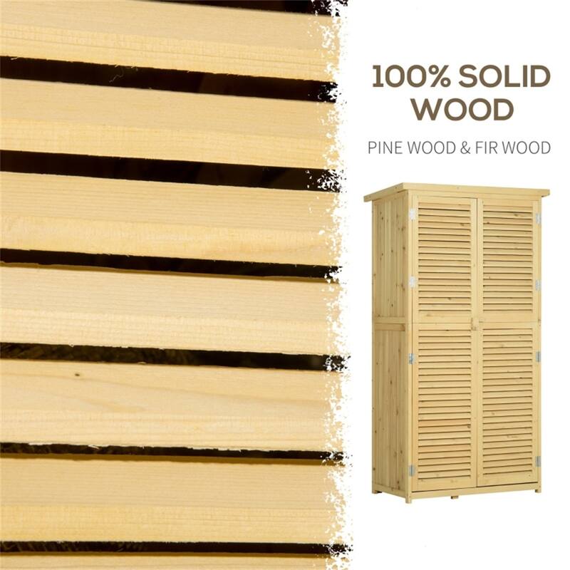 Outdoor Garden Storage Shed with 4 Shelves and Lockable Doors - 34.25" L x 18.25" W x 63" H