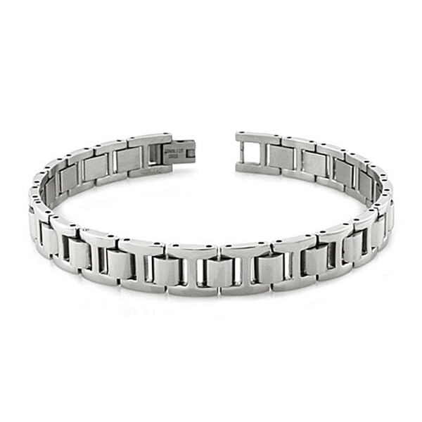 Stainless Steel Classic Half-Dome Link Bracelet - 8 inches