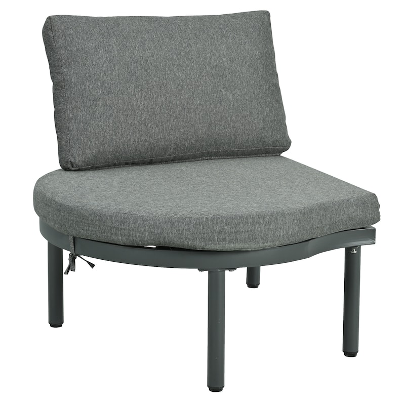 6-Piece Patio Sofa Set,Half Moon Sectional Sofa with 2 High-Low Coffee Tables,PE Wicker Rattan,4 Pillows & Cushions