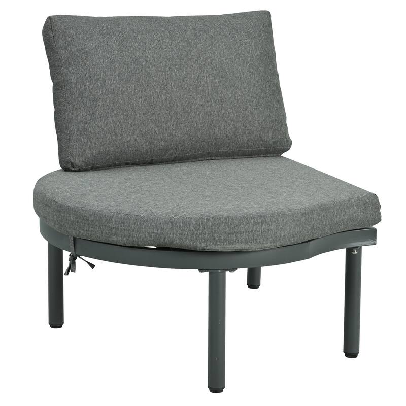 8-Piece Patio Sofa Furniture Set, Half Moon Sectional Sofa with 2 High-Low Coffee Tables, 6 Pillows & Cushions